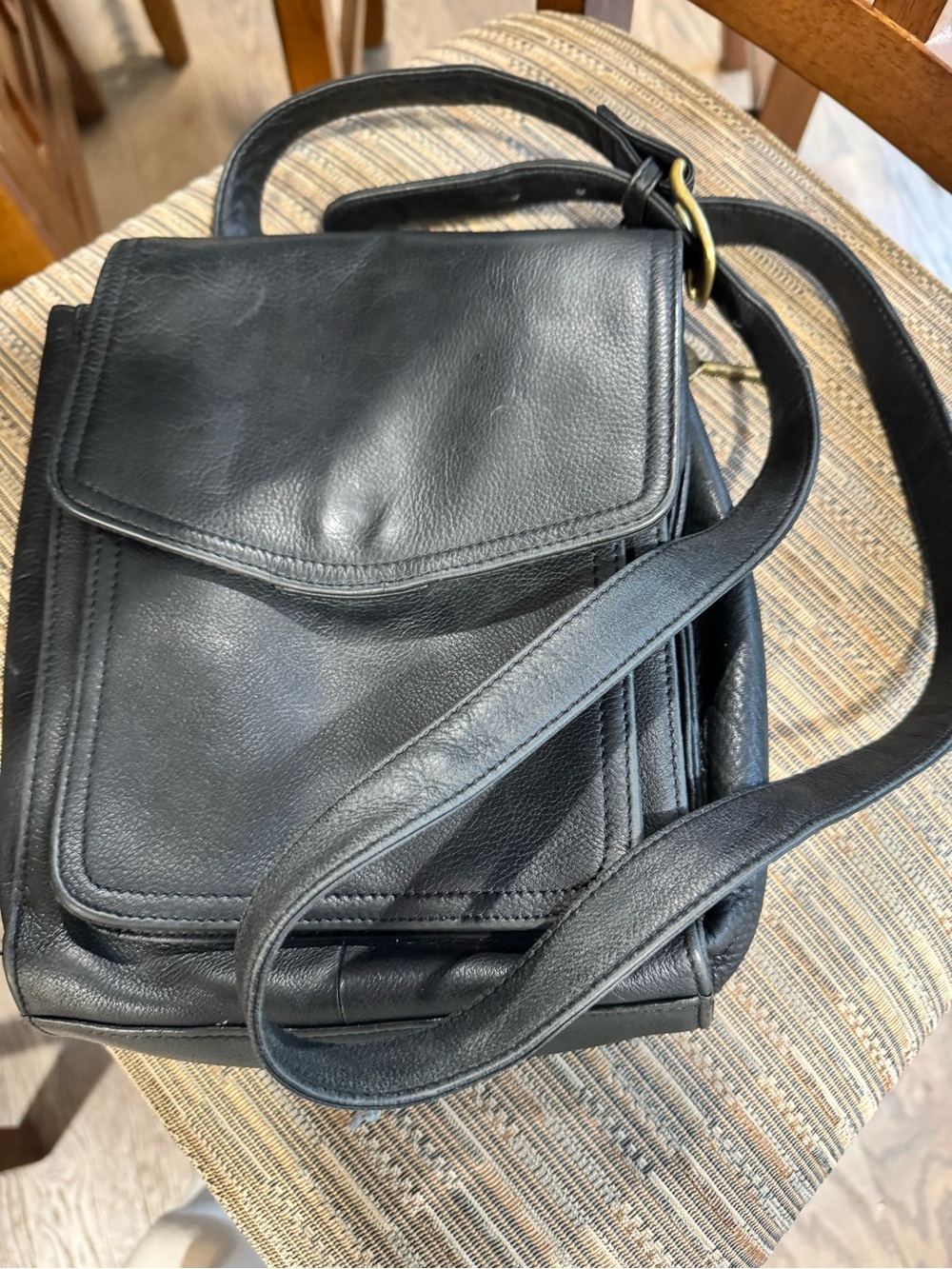 Vintage fossil Black Leather Crossbody Bag  -